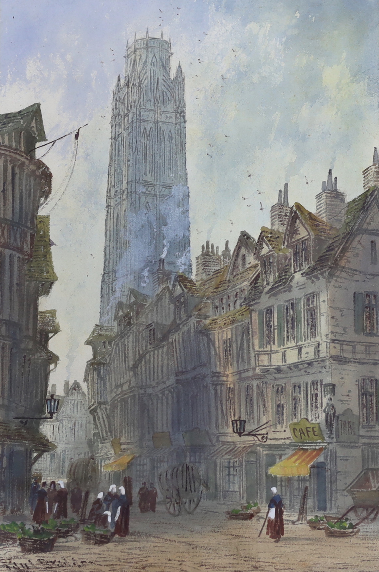 Paul Braddon (British, 1864-1938), pair of watercolours, 'Rouen Square' and 'The Church of St. Martin in Landshut', each signed, 55 x 36cm